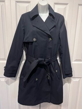 Gap Navy Blue Double Breasted Lined Cotton Trench Coat Size M